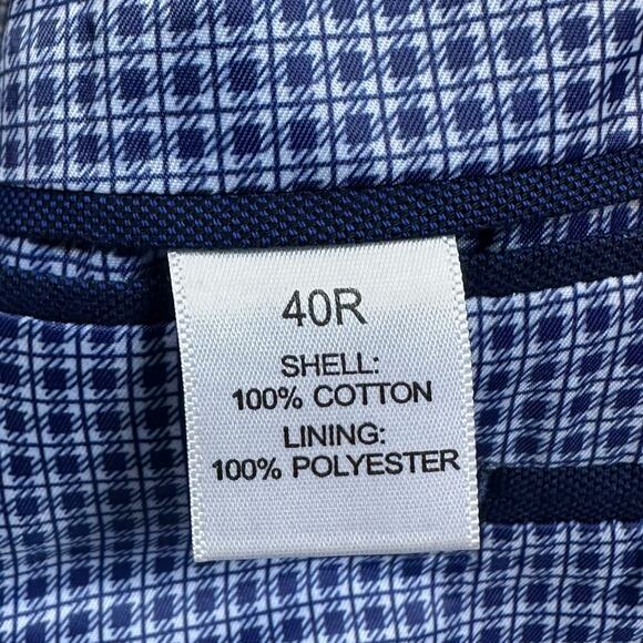 Saddlebred Blue Sports Coat Size 40R Cotton Two Button Single Breasted Blazer - Picture 4 of 7